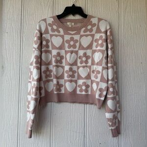 Romance Sweater In Floral Heart Print